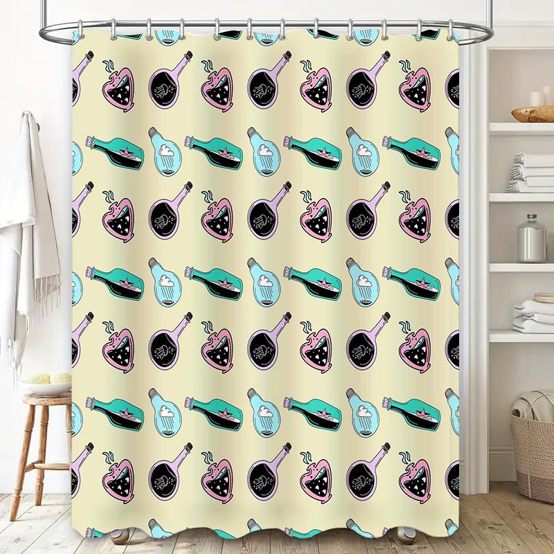 Colorful Magical Pottery Pattern Shower Curtain Bathroom Decor Home Accessories Decoration 180 x 205cm