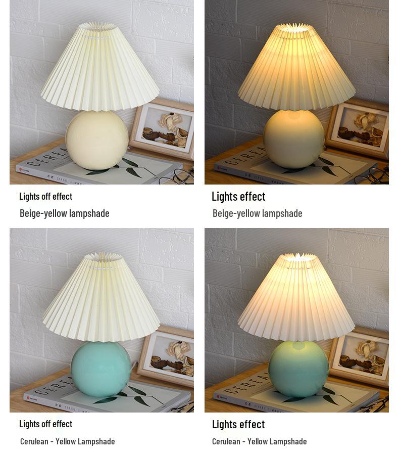 Retro Ceramic Pleated Table Lamp - Mid-Century Style for Bedroom or Wedding Decor