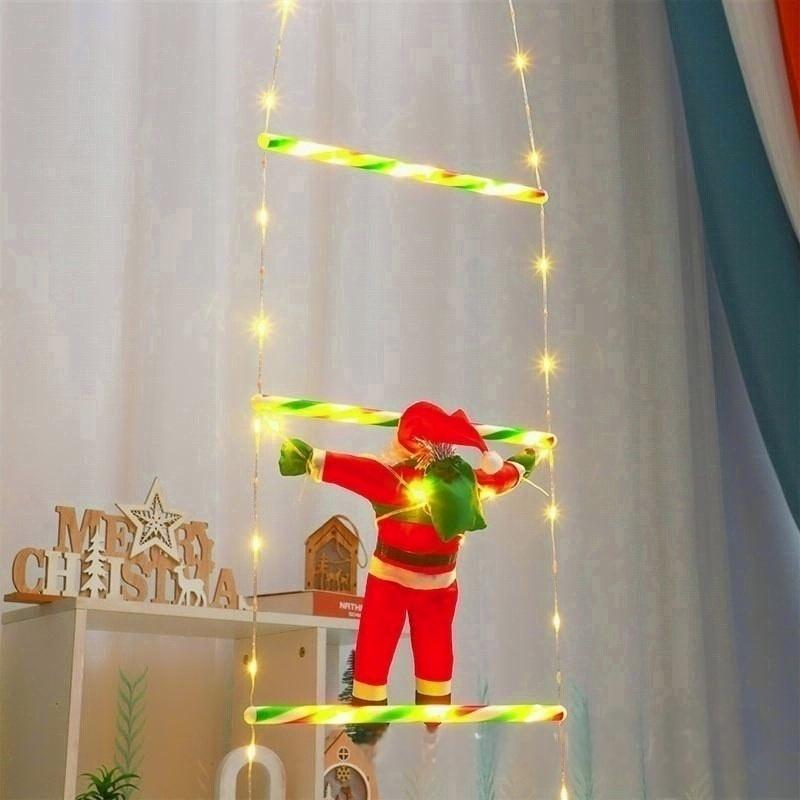 Weihnachts Kletternder Weihnachtsmann Lichterkette - Dekorative Leiter für Baum oder Zuhause
