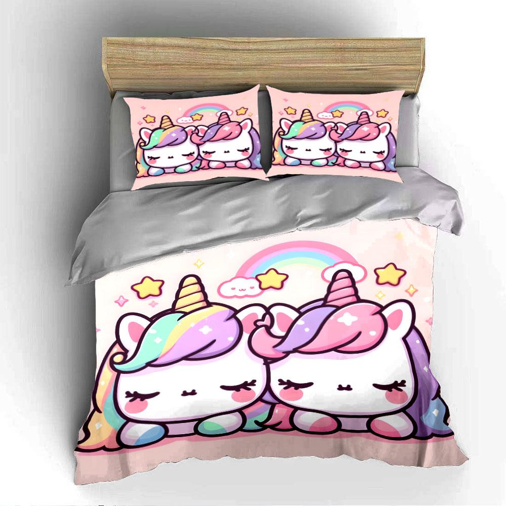 Cute Unicorn Bedding Set Bedding Duvet Cover Set Duvet Cover Pillowcases (1 * Duvet Cover 2 * Pillowcases, without duvet insert)