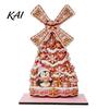 Holiday Seasonal Room Decor Christmas Windmill Wooden Ornament, Decorative Craft with Rotating Ornament Blades, Handmade Figurine for Home Tabletop