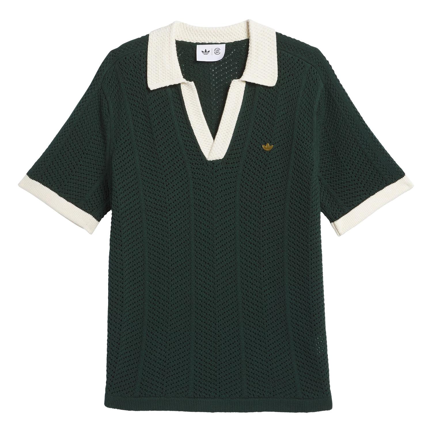 adidas x CLOT by Edison Chen Knit Polo Shirt Asia Sizing  Green Night  Men s IK2942 S