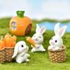Rabbit Carrot Eat Diy Resin Figurine Micro Landscape Garden Decoration Miniature