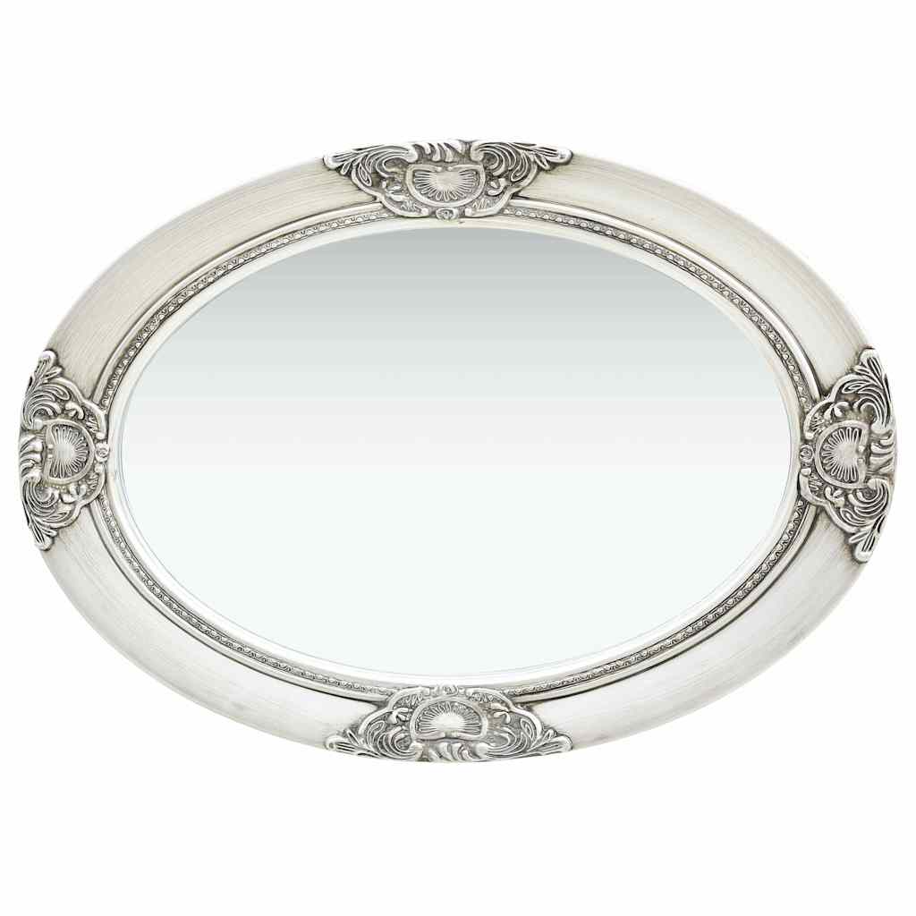 Baroque Style Wall Mirror 50 x 70 cm Silver