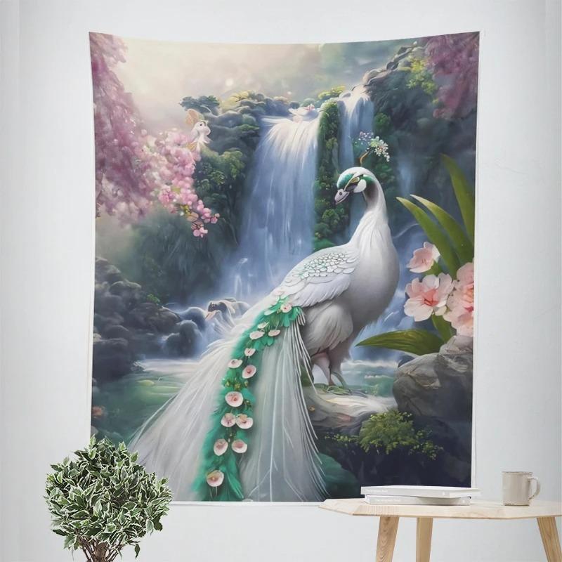 Landscape Peacock Decorative Tapestry Home Wall Decor Office Living Room Tapestry