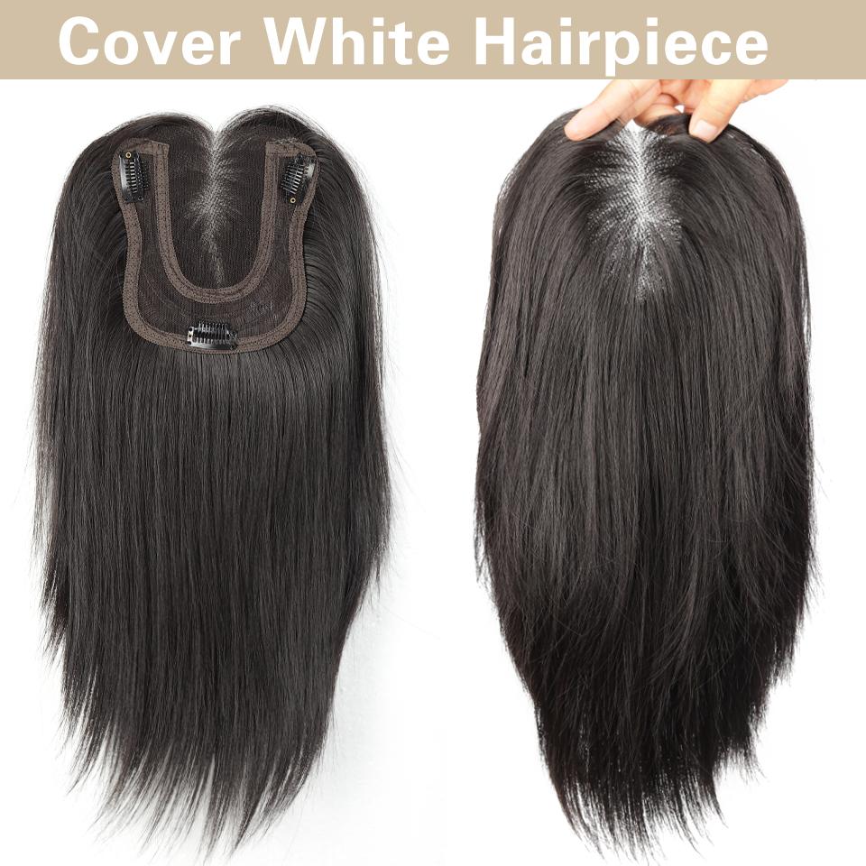 Clip In Natürliches Synthetisches Haar Pony Fransen Haarteile Mittelscheitel Haarverlängerung Topper für Frauen Haarausfall Abdeckung Weißes Haar