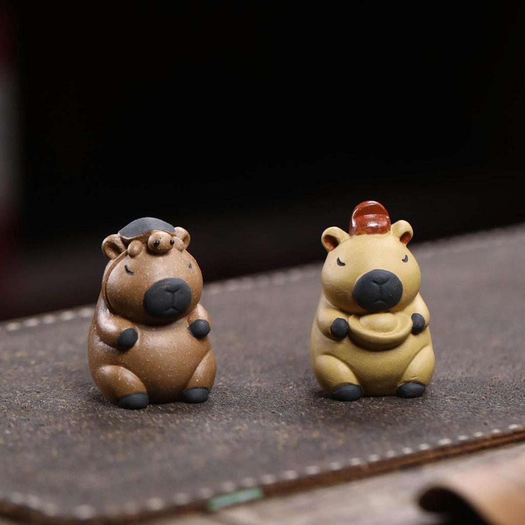 Capybara Mini Statue Tea Pet Cute Small Sculpture for Tea Room Desk Teahouse