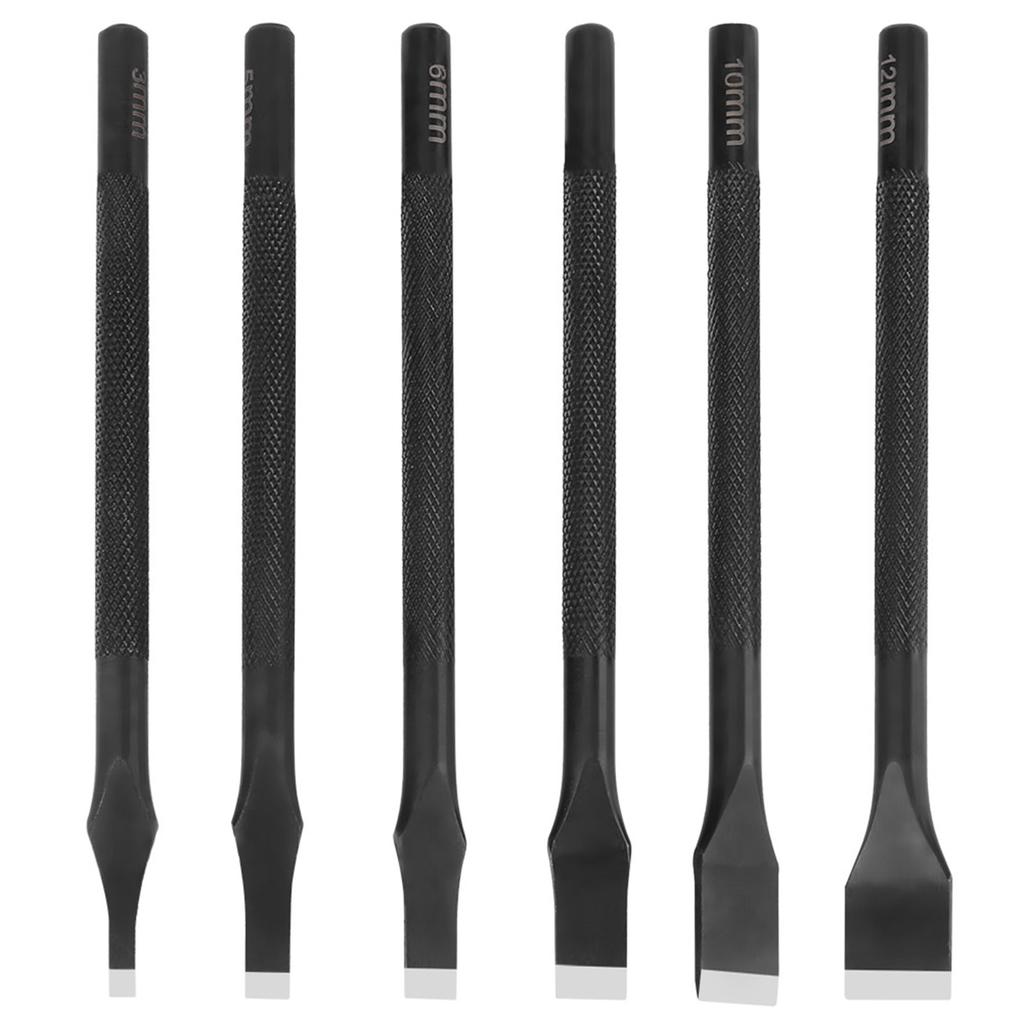 Japanese Black Slotted Straight Flat Tip Punch Cut Leather Craft DIY Tool