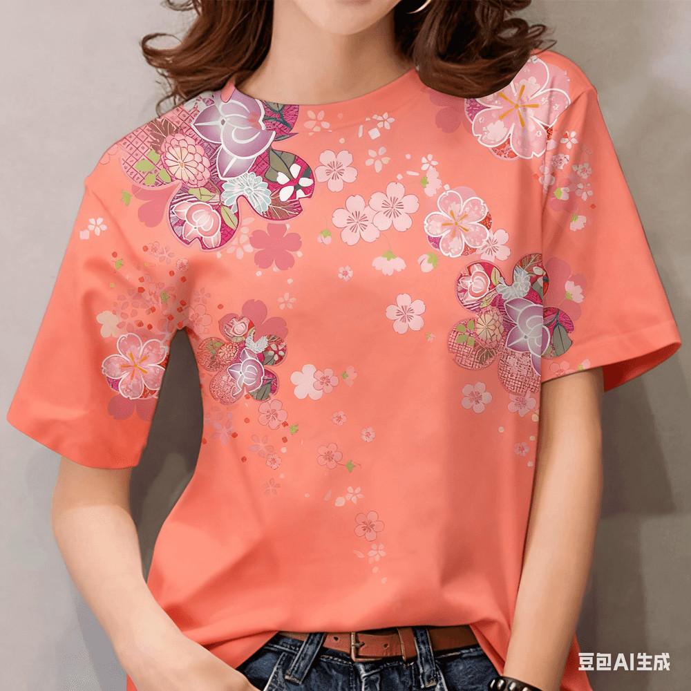 Women's sports T-shirt - printed short sleeved casual streetwear