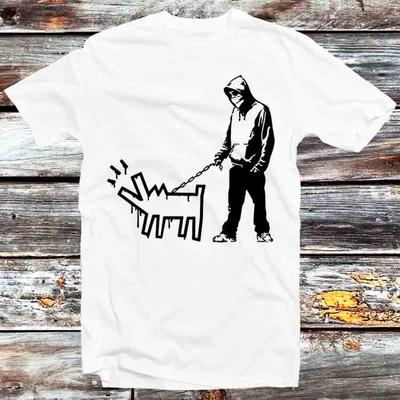 Banksy Thug met een blaffende hond T-shirt B1234