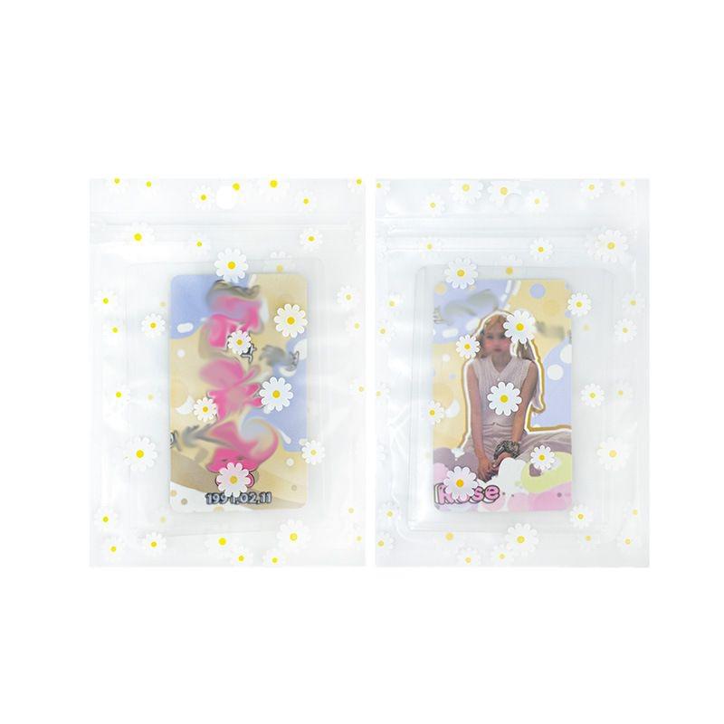 Small Frosted Daisy Zipper Bag - Transparent, Self-Sealing Jewelry Packaging