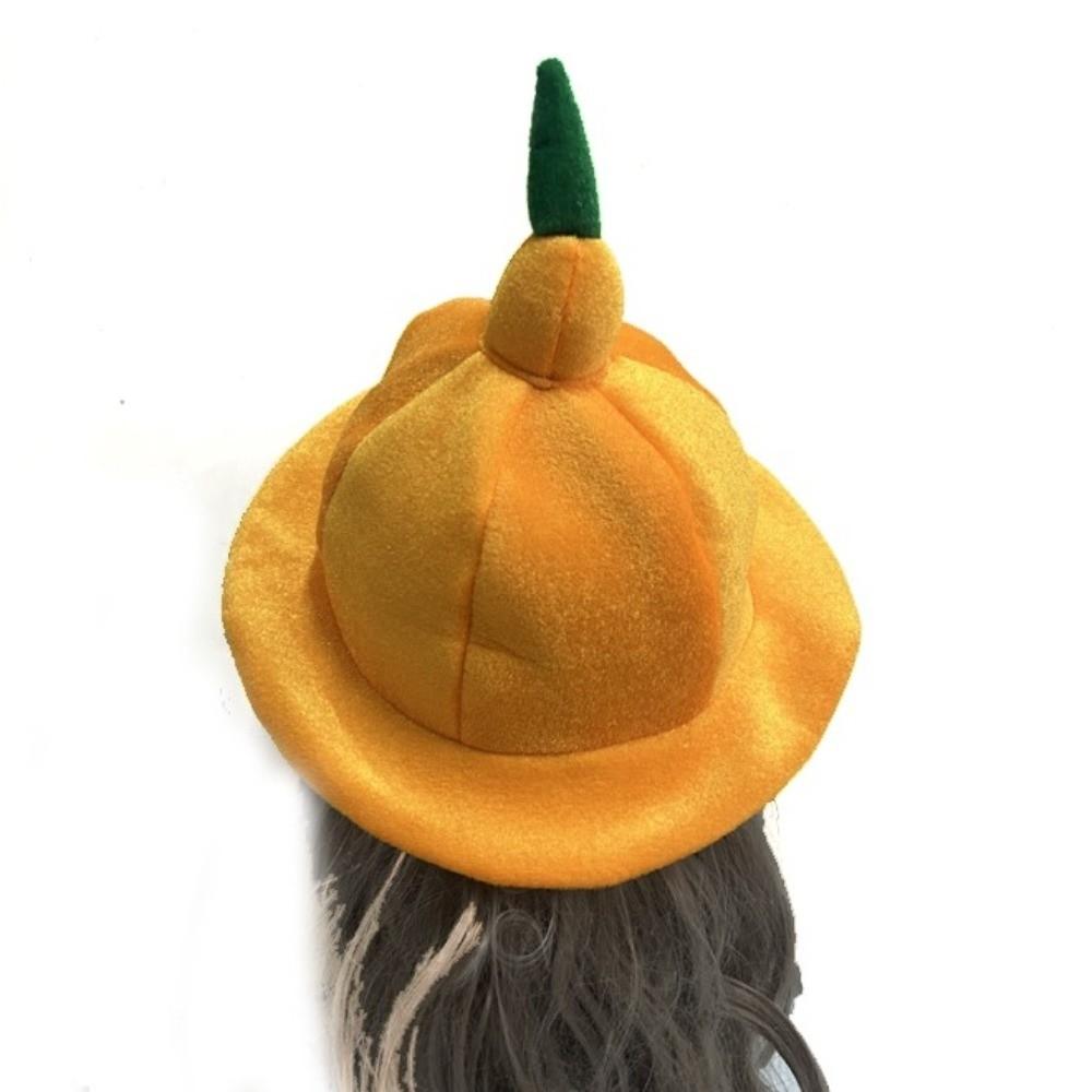 Comfortable Plush Orange Hat Cute Halloween Cap Costume Accessories Bucket Hat Festival Event