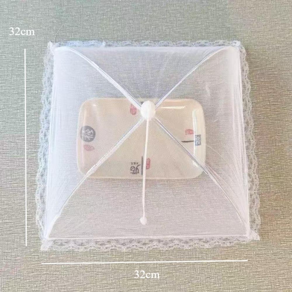 Stort pop-up matdekseltelt i hvitt netting - sammenleggbart, vaskbart, gjennomsiktig netting, ideelt for utendørs piknik, grilling og fester, beskytter mot insekter