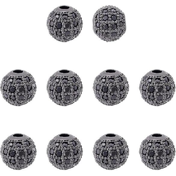 NBEADS 10 Stück Zirkonia Pavé Königskrone Perlen, 11x7mm Goldfarbe Armband Abstandshalter Charms Große Loch Lose Perlen für Armband Halskette DIY