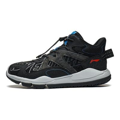 Li Ning Kids Versatile Comfortable Shock Absorbing Durable Mid-Top Outdoor Shoes Kids Shoes Black YKET008-13