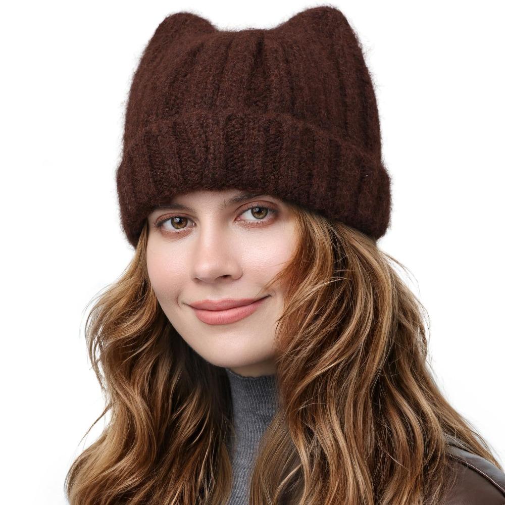Stretch Knitted Beanie Cat Ear Thermal Beanie Fashion Skull Cap  Winter