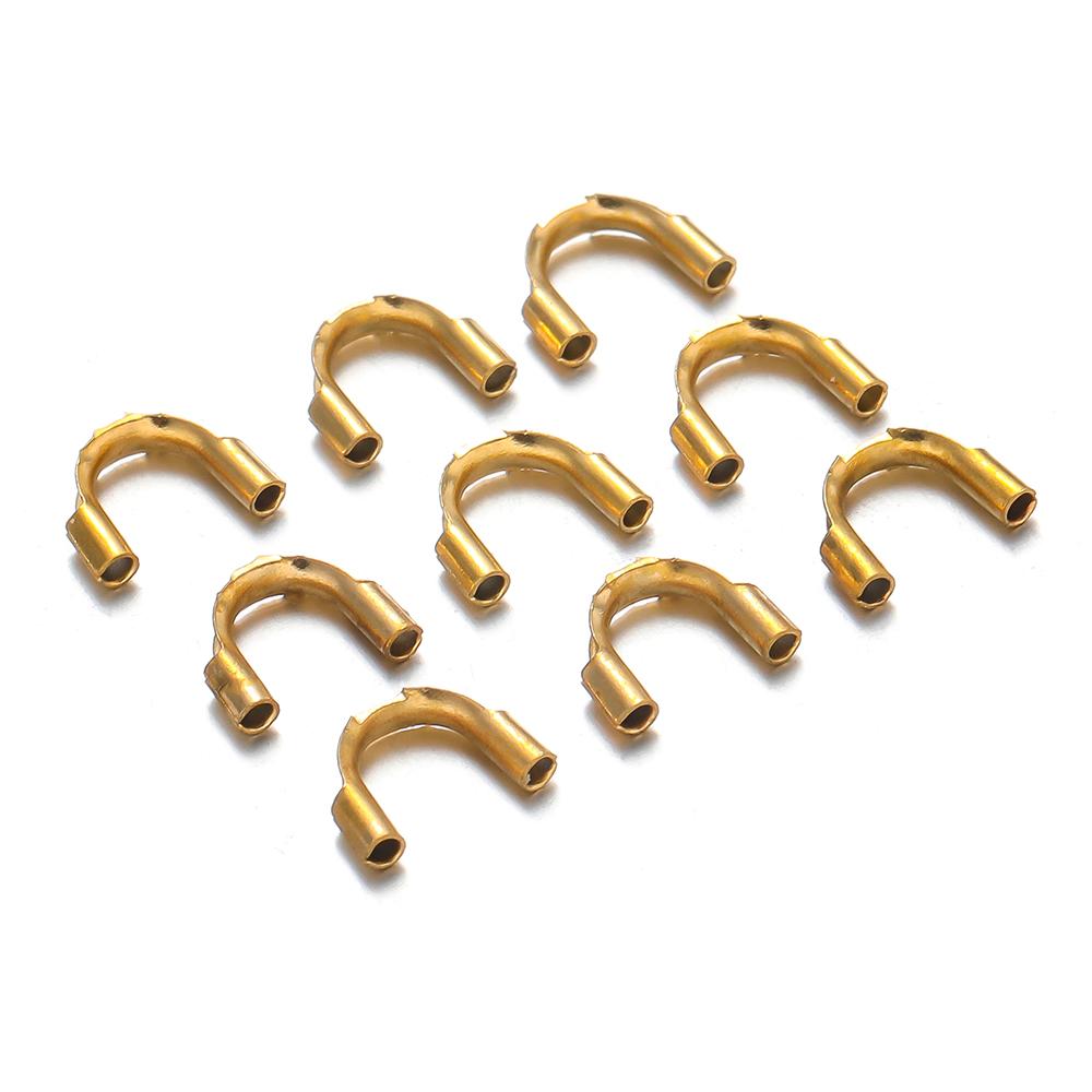 50Pcs Stainless Steel Gold Wire Protectors Wire Guard Guardian Protectors Loops U Shape Clasps Connector for DIY Jewelry Making
