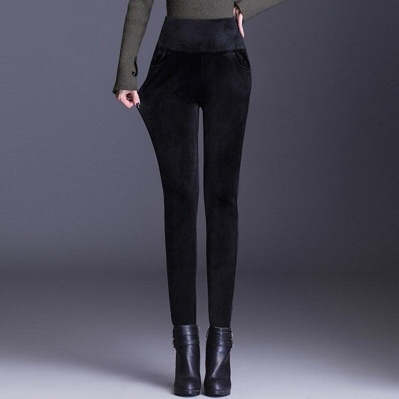Autumn Winter Skinny Jeans Women High Waist Plus Velvet Stretch Denim Trousers Vintage Korean Patchwork Thick Pencil Pants Warm