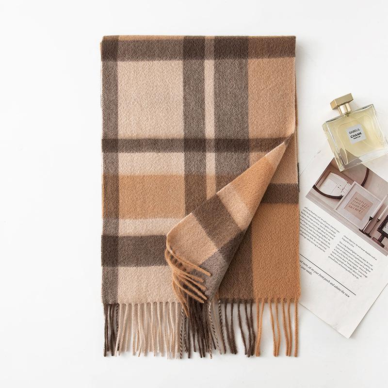Wool Scarf Women's Winter New British Style Versatile High End Camel Scarf Autumn and Winter