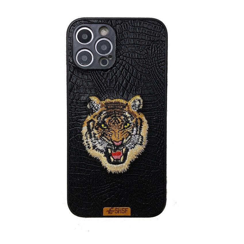 Premium Embossed Tiger Head Leather Case for iPhone 17/16 Pro Max/15/14