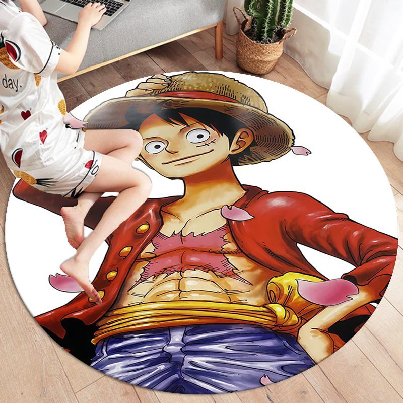 One Piece Monkey D Luffy Round Area Rug Carpet Rug For Living Room Bedroom Sofa Playroom Decor Nonslip Floor Mat