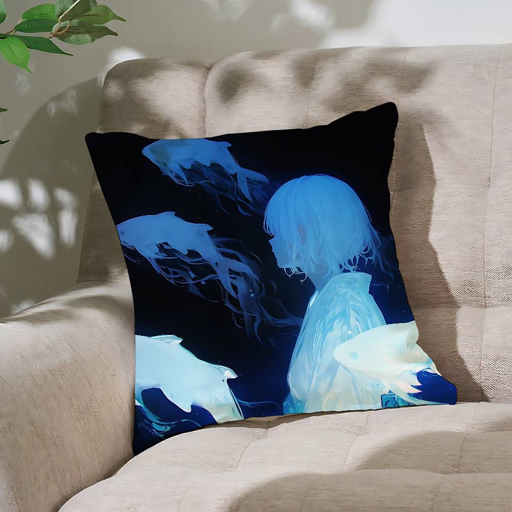 Quiet And Ethereal Blue Customizable Square Pillowcases Stylish And Soft Perfect For Beds Cars And Sofas
