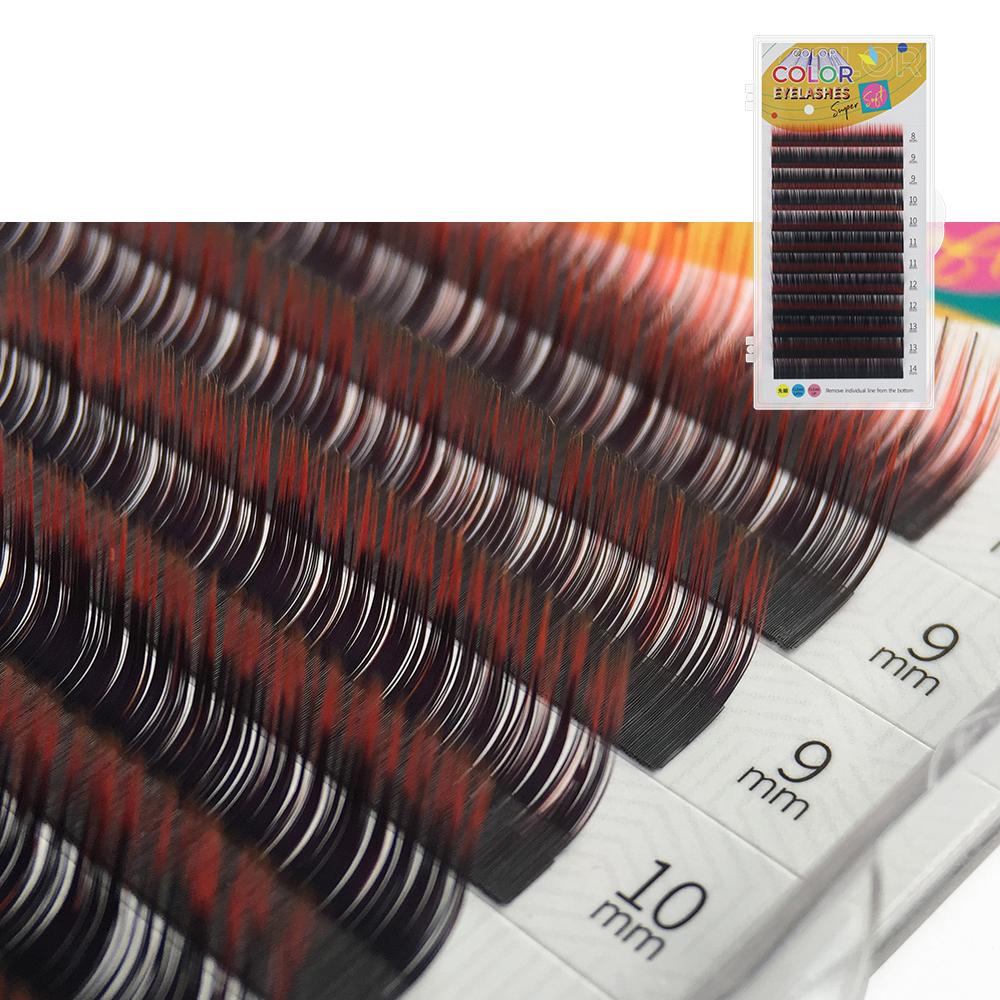 

GAHAMACA Наращивание ресниц градиентного цвета Наращивание ресниц Ombre Lashes 0,07 мм C/D/LCurl 8-14 мм 0.07mm C 8-14mm MIX чёрный/красный