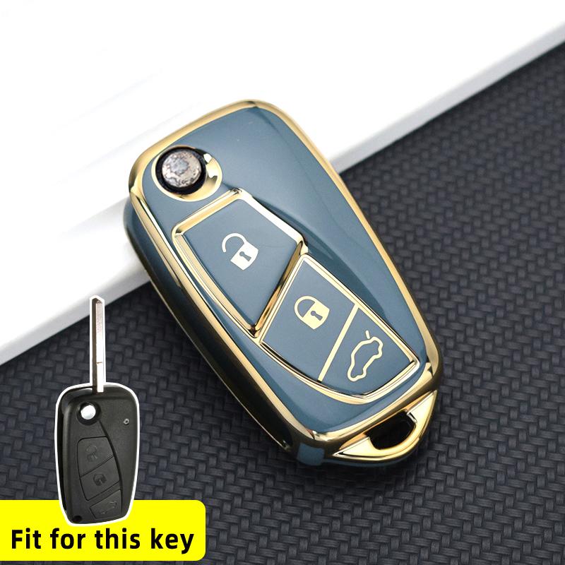 

3 Buttons Tpu Shell Fob Holder Protector For Fiat Doblo Grande Bravo 500 Ducato Minibus Panda Stilo Punto Car Key Case Cover