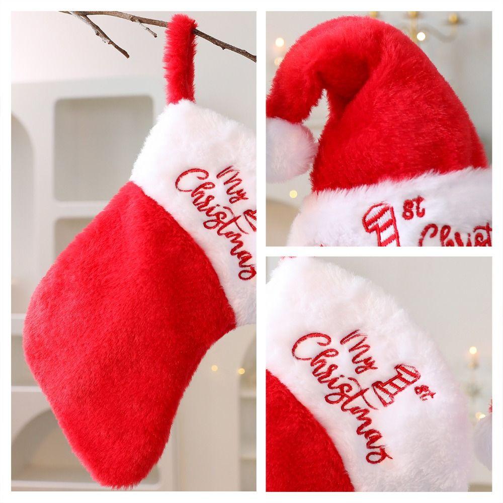 Christmas Holiday Gift Hat sock Set Wool Ball DIY Christmas socks gift Embroidery Xmas Cap Infant