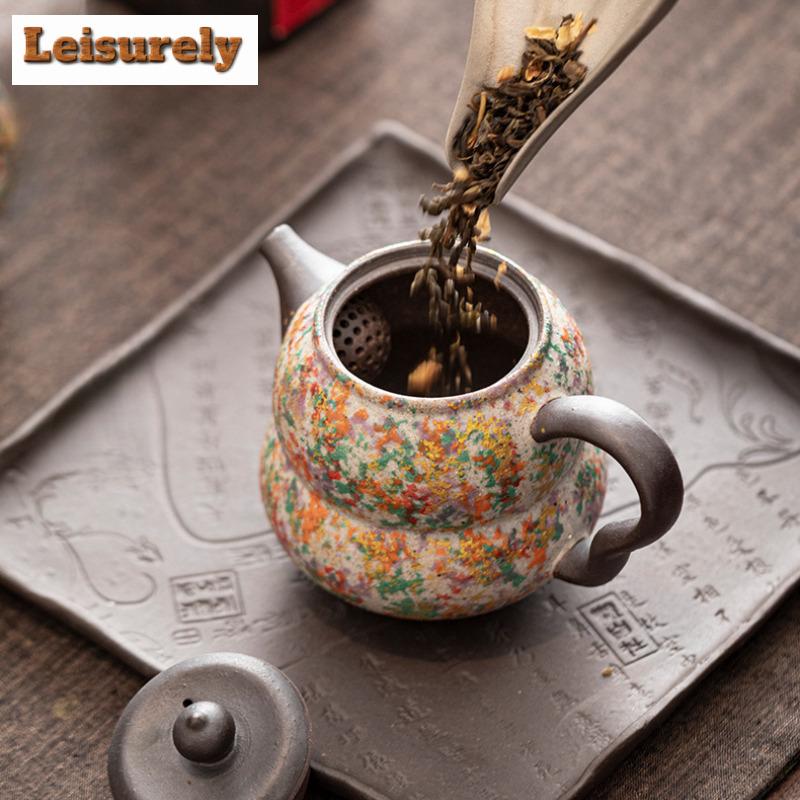 200ml Fortune Teapot Boutique Tea Infuser Pot Tea Soaking Kettle With Ball Hole Chinese Tea Tableware Ornaments Collection Craft