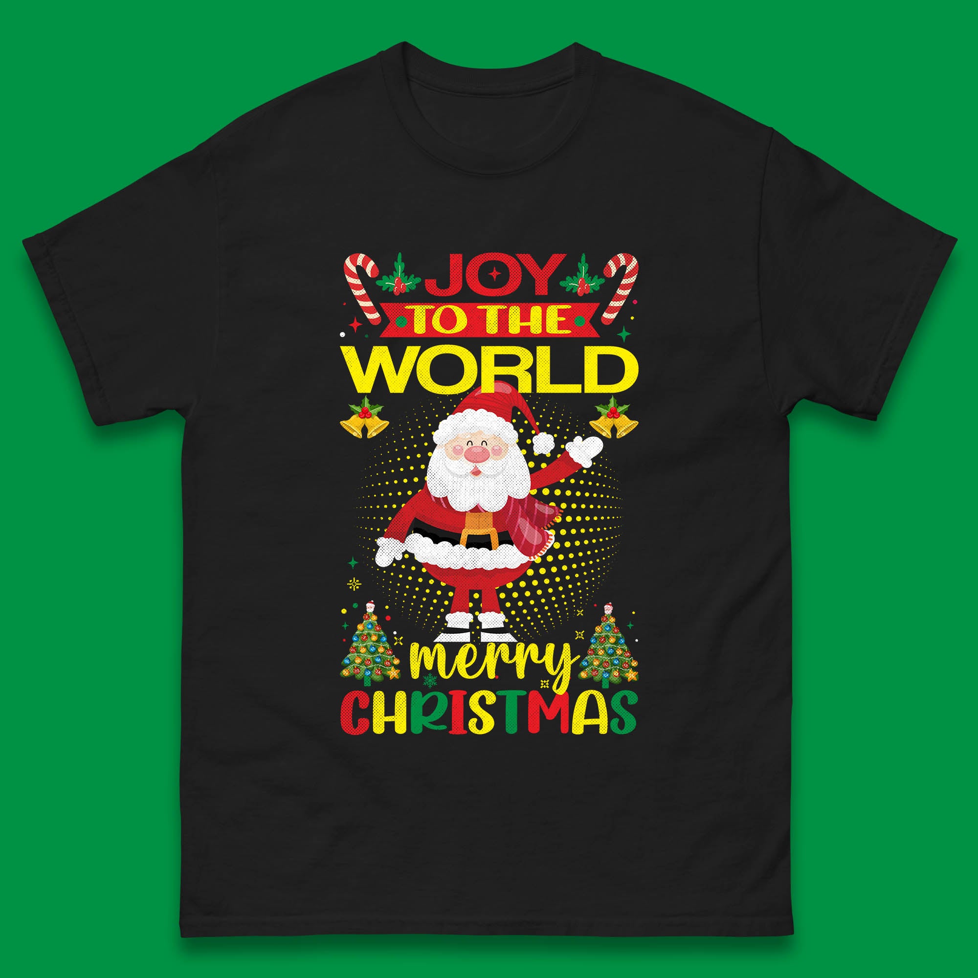 Joy To The World Christmas Santa Claus Mens T Shirt Womens Tops Tees S