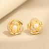 Elegant Classic Micro-inlaid Zircon Brushed Rose Stud Earrings Gold and Silver Pearl Flower 925 Silver Needle Earrings Earrings