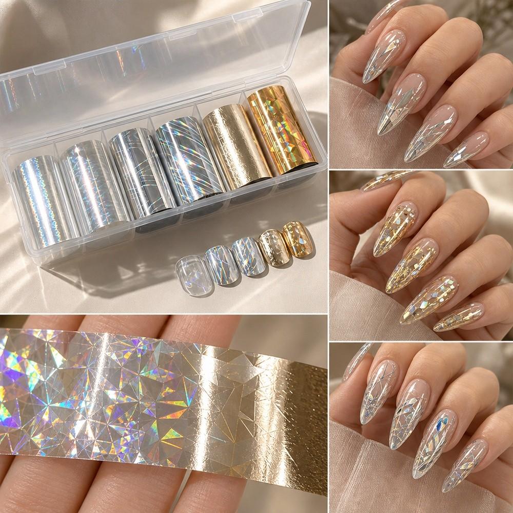Iridescent Nail Transfer Stickers Lace Design Nail Decals Fashion Transfer Paper  Nail Decoration