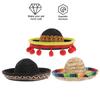 POPETPOP 3-Piece Sombrero Party Hats for Halloween Dog Costumes, Sombrero Headbands with Small Ball Hair Hoops for Pet Kitten Party Decorations
