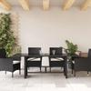 Garden Table with Glass Top Black 190x80x74 Cm Poly Rattan