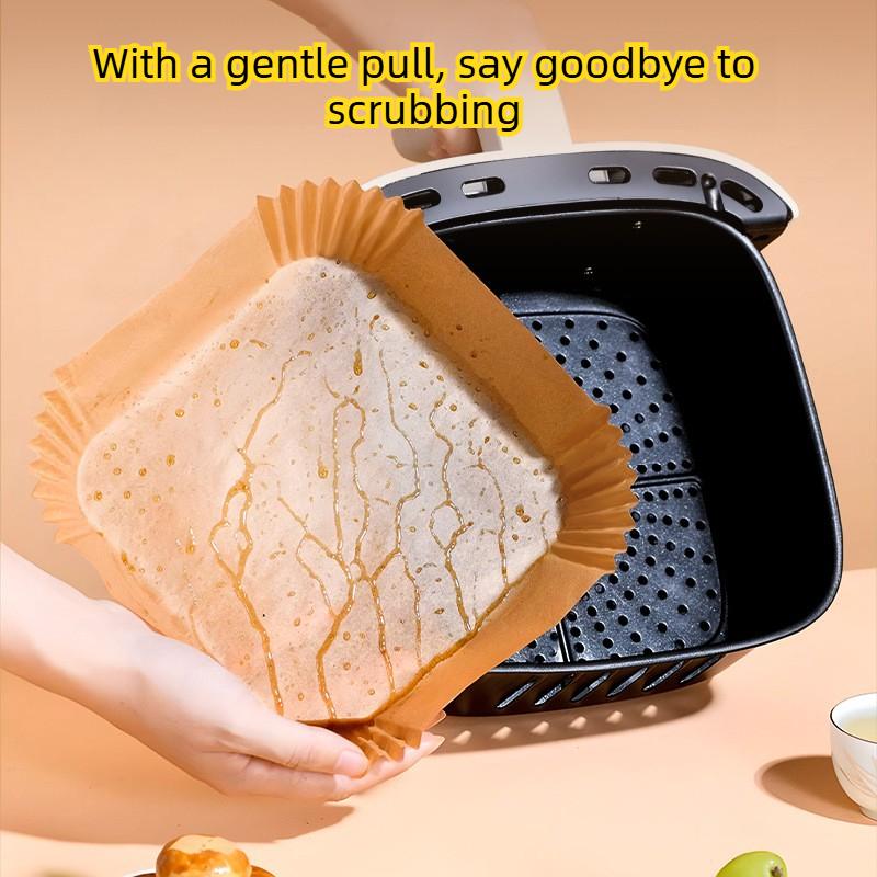 Food Grade Disposable Air Fryer Liners Round Square Silicone Oil Baking Paper For Oven Microwave Kitchen Baking Frying Daily Use