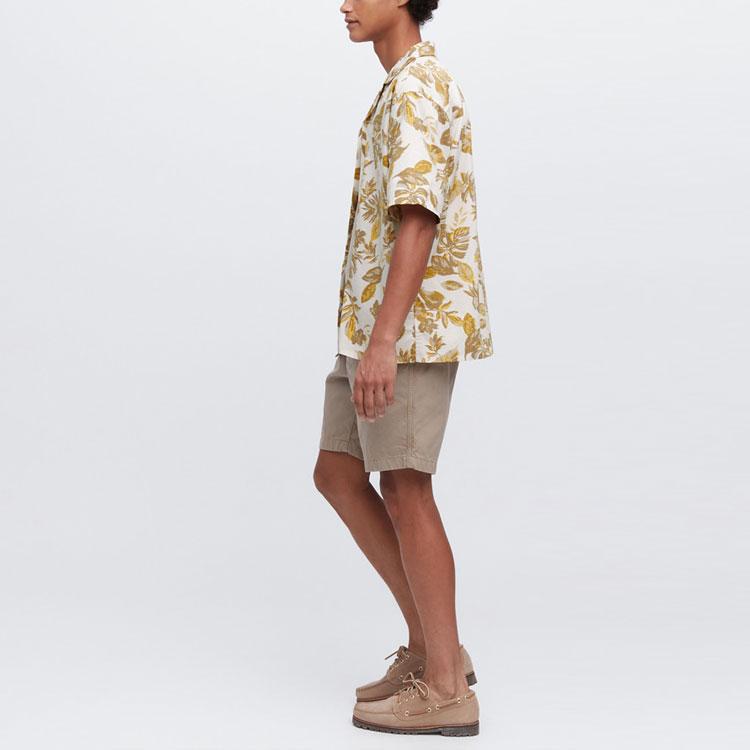 UNIQLO SS23 Pullover Leaf Print Short Sleeve Shirt Men shirts 458352-01