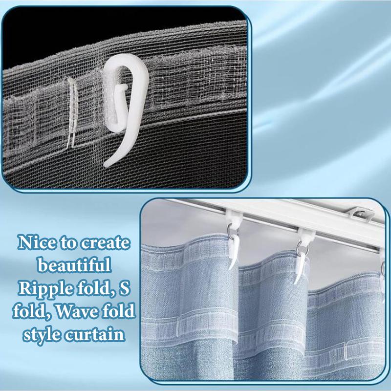 100/200Pcs Plastic Curtain Gather Hooks for Pleat Lace Curtain Wave Fold Sheers Plastic Curtain Hooks and Curtain Loops