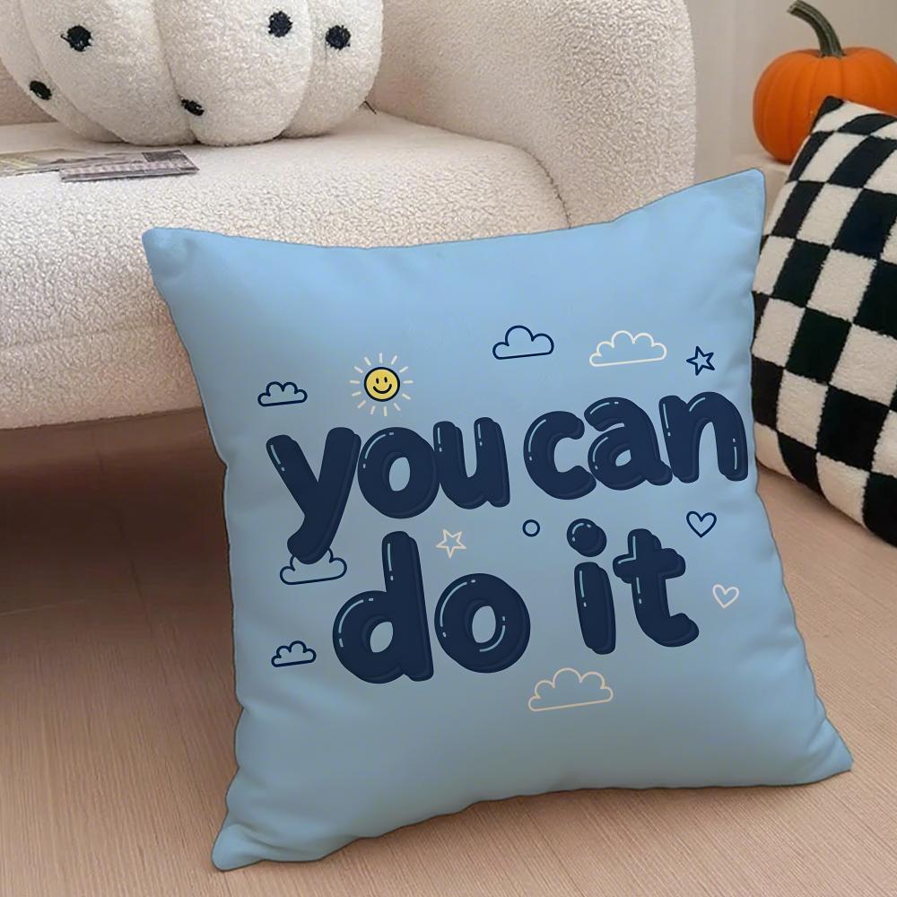 

Healing Text Warm Inspirational Cushion Cover Throw Pillow Cover Hidden Button Durable Polyester Chair Cushion 40x40cm 16x16in