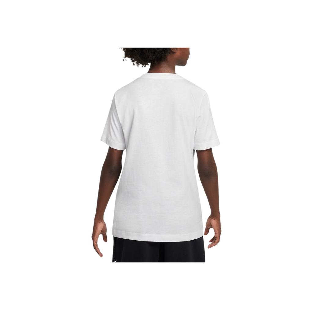 Nike Round Neck Letter Print Pullover Short Sleeve T-Shirt Kids Tops White FZ5177-100
