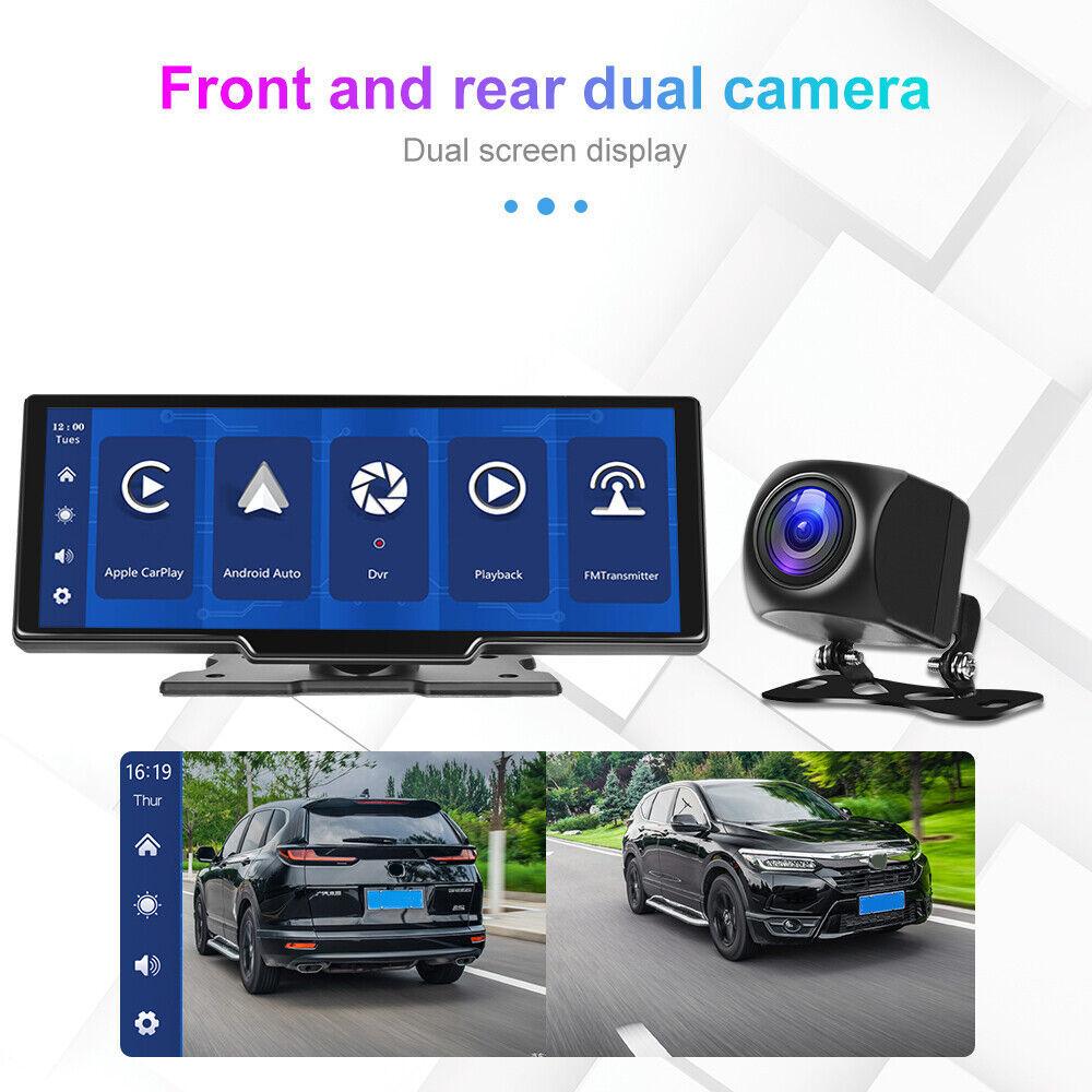 4K Ultra HD Wireless CarPlay Unit, Built-In Optical Sensor WiFi GPS Navigator + Dual Recording Vehicle Dashcam