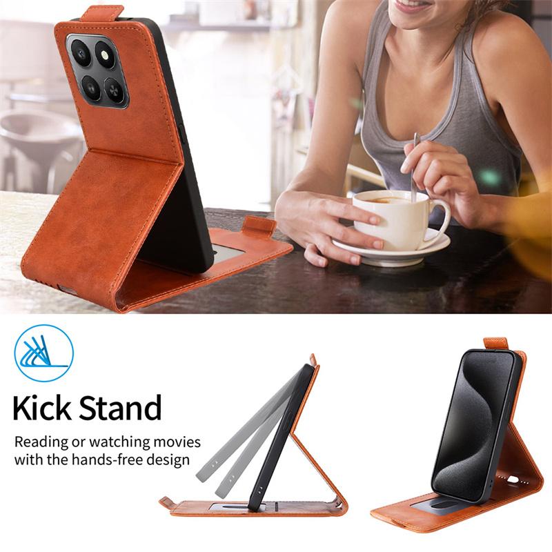 For Honor X7D 5G Flip Vertical Case Retro skin-friendly Full Cover Card Holder For Honor X7D 5G Phone Bags