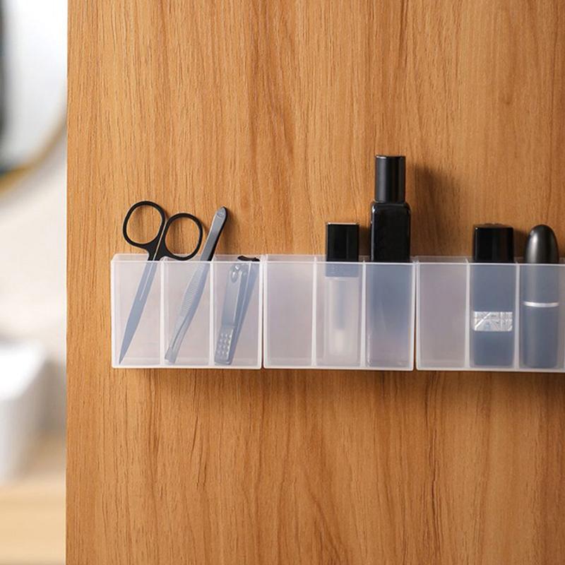 Wall Mounted 3Grids Organizer Mirror Cabinet Self-Adhesive Objects Storage Box