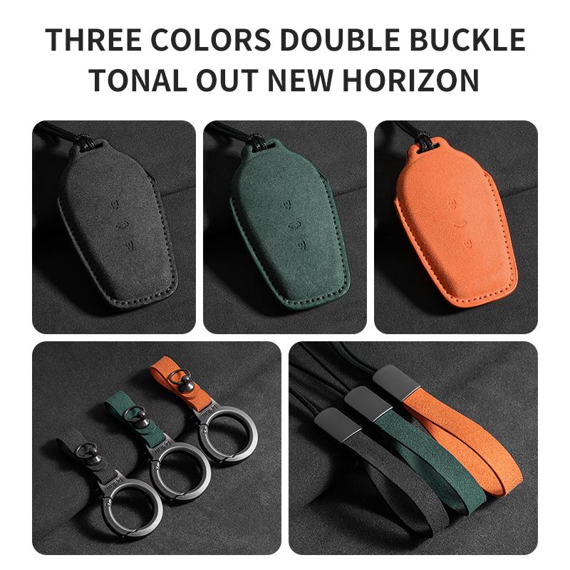 Suede Leather Car Flip Key Case Cover Shell For Nissan N7 2025 N7 Pro N7max Auto Keychain Protector Shell Decorative Accessories