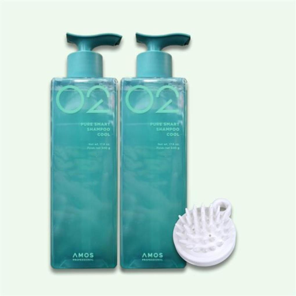 Amos Pure Smart Shampoo Cool 500g X 2 + Shampoo Brush