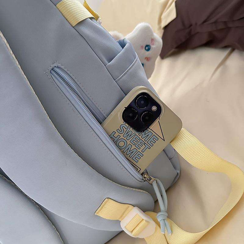 Contrast Color Girls Backpack Junior High School Student Schoolbag Lightweight Women's Backpack