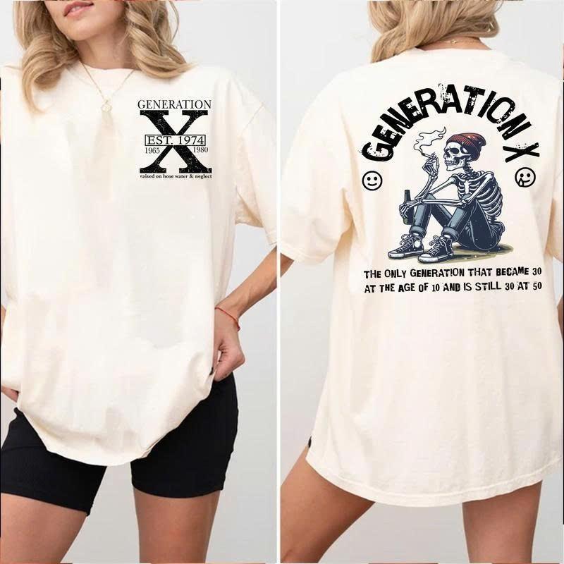 Generation X Customizable T-Shirt - Raised on Hose Water and Neglect Cotton Clas Unisex T-Shirt XXXL