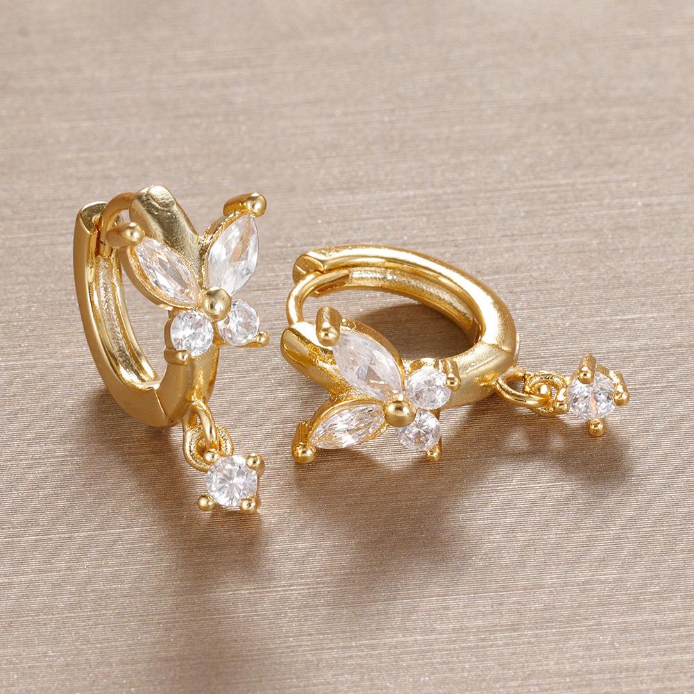 

Micro Set Zircon Butterfly Earrings Circle Ear Cuffs Fashion Versatile Ear Decor