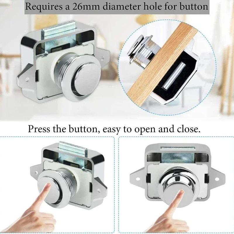 2/3/5PCS RV Press Cabinet Lock Nickel Button Material Suitable for Keyless Cabinet Locks for RVs Yachts Campers Travel Trailers