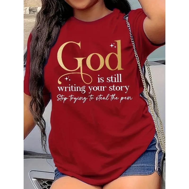 Women's Personalized Dark Red Solid Color 3D Letter Printed Personalized T-shirt